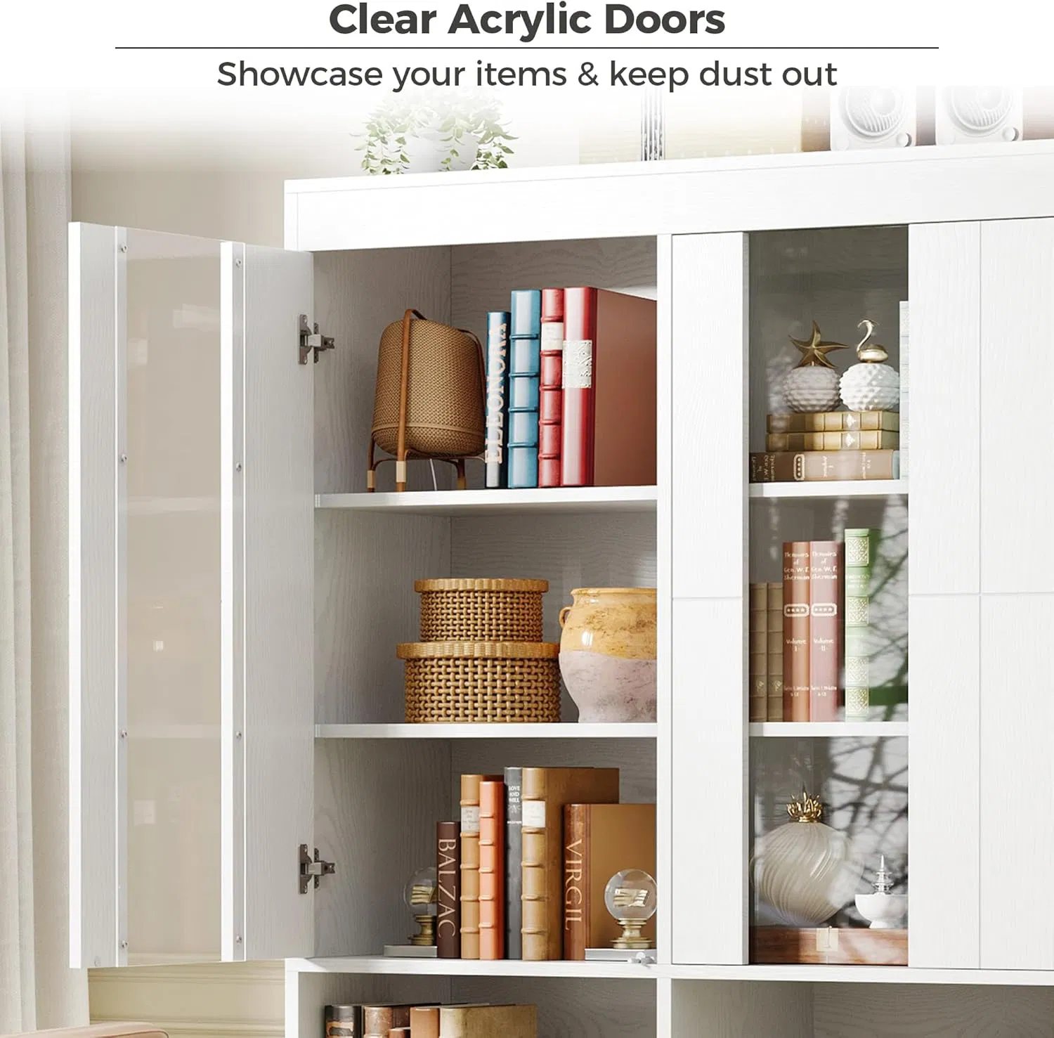 Bookshelves and Bookcases, 71 Inch Tall Book Shelf with 4 Doors