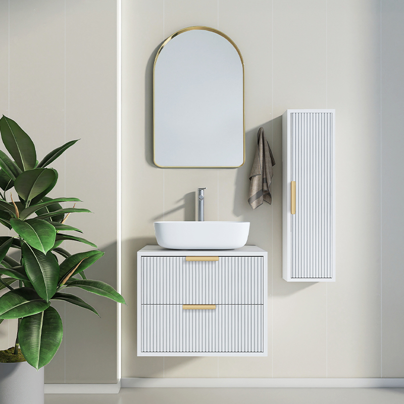 600mm Small Size Bathroom Vanity Cabinet with Side Cabinet and Light Mirror 2828-60