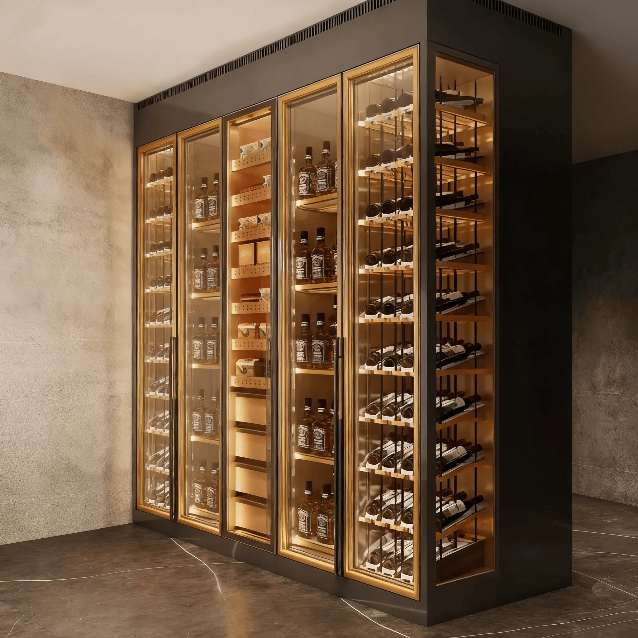 Elegant Stainless Steel Wine Storage Cabinet for Living Room Display