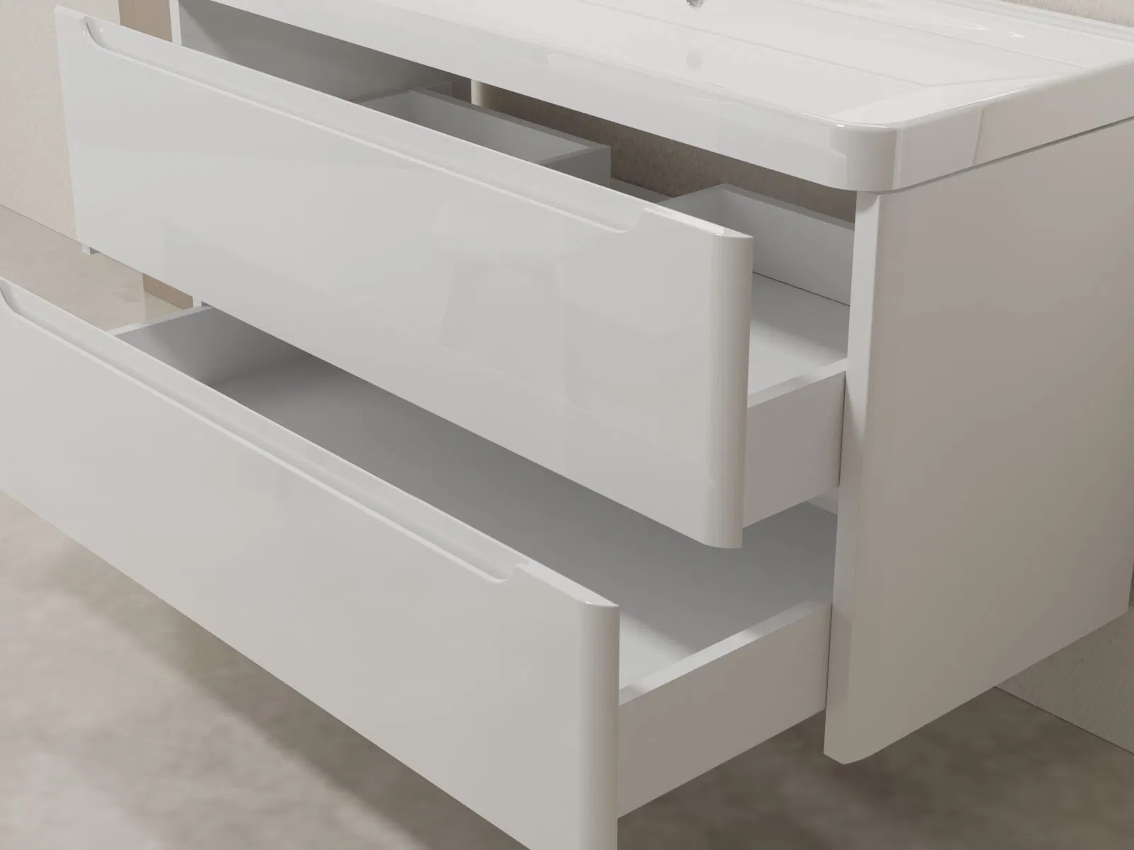 OEM PVC 1200mm Wall Mounted Bathroom Vanity Cabinet with Integrated Basin and LED Mirror