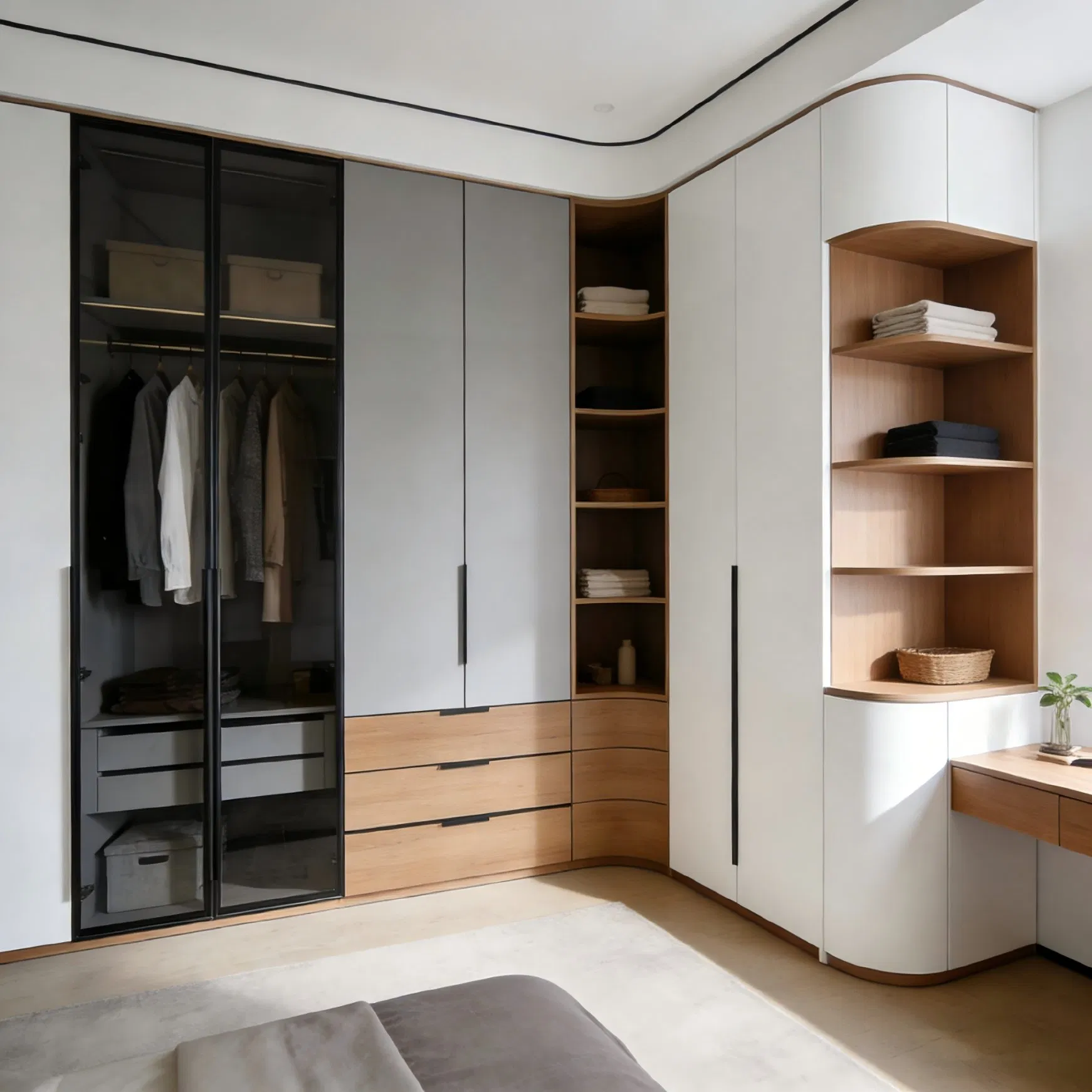 Built-in Wardrobe Closet with Modular Storage System for Home Furniture