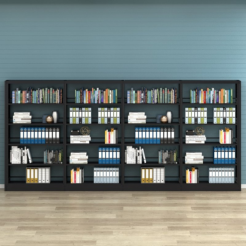 Library Furniture Steel Book Shelf Double Sided Bookcases