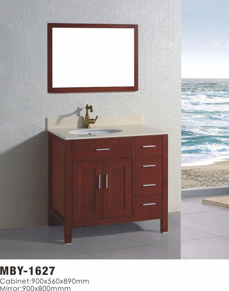 Double Sink Solid Wood New Design Bathroom Vanity Cabinet with Mirror