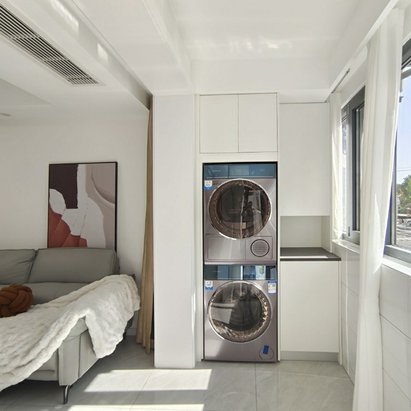 Custom Design Balcony Laundry Room Stone Counter Top Modern Custom Furniture Vanity Washstand Wash Aluminum Storage Cabinet