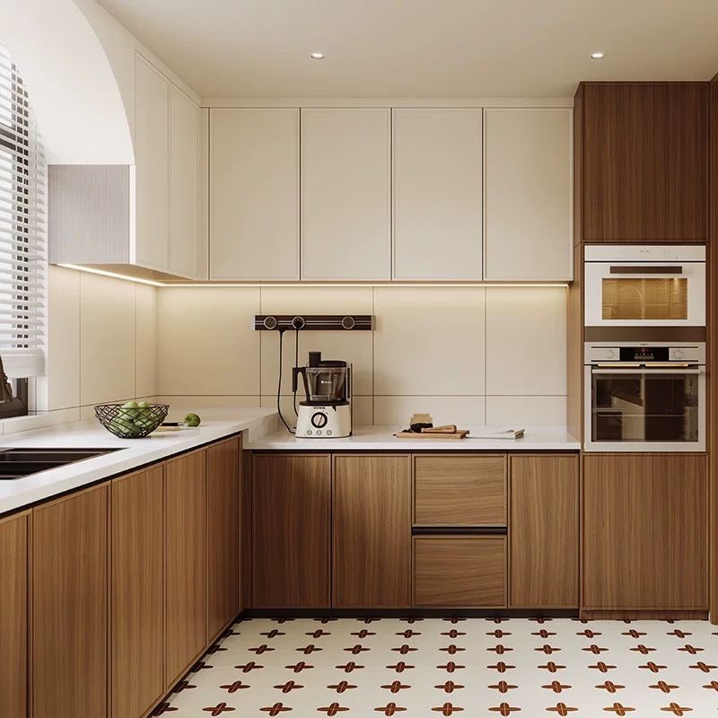 American Style Classic Solid Wood Kitchen Cabinet Modular Kitchen Pantry Cupboard