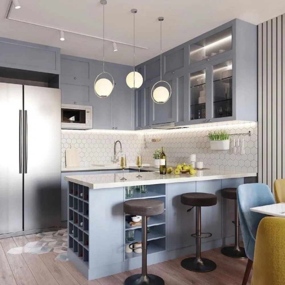 Traditional American Solid Wood Pantry Cabinet with Chicken Wire Inserts