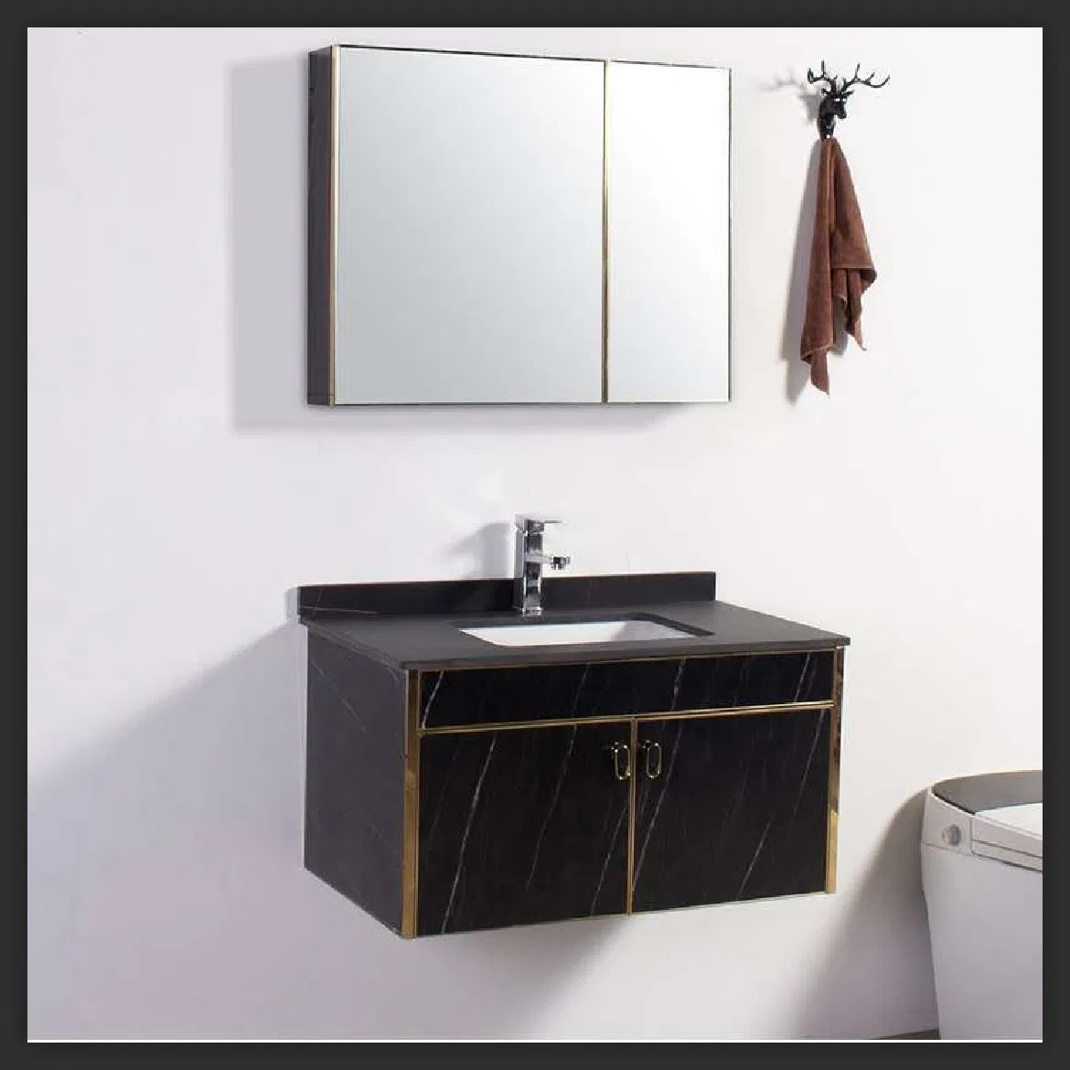 Vanity Cabinet with Ceramic Basin and Smart Mirror Wall-Mounted Wholesale