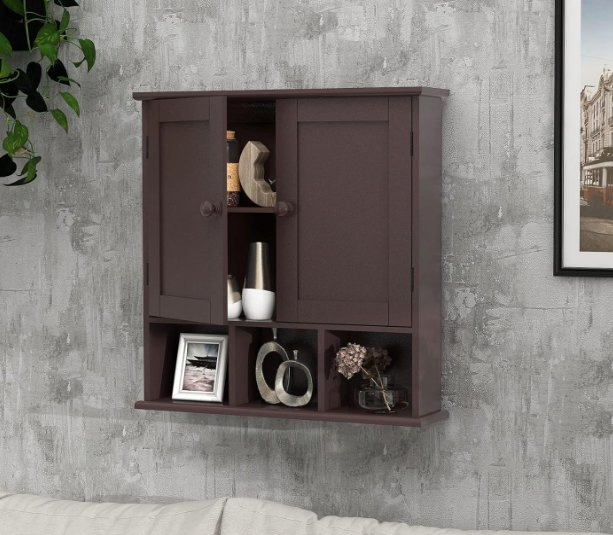 Brown Bathroom Cabinet Wall Mounted, Bathroom Cabinet for Laundry Room Kitchen