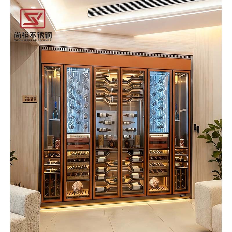 304/316 Stainless Steel Liquor Wine Rack Wine Luxury Bar Cabinet with Light Luxury Whiskey Display Cabinet