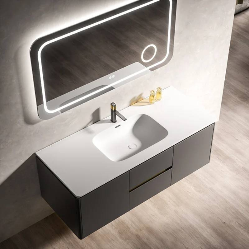 Modern Bathroom Vanity Set, Wall Mounted Bathroom Vanity, MDF Wooden Bathroom Cabinet, Bathroom Sink Cabinet, Bathroom Furniture, with Mirror