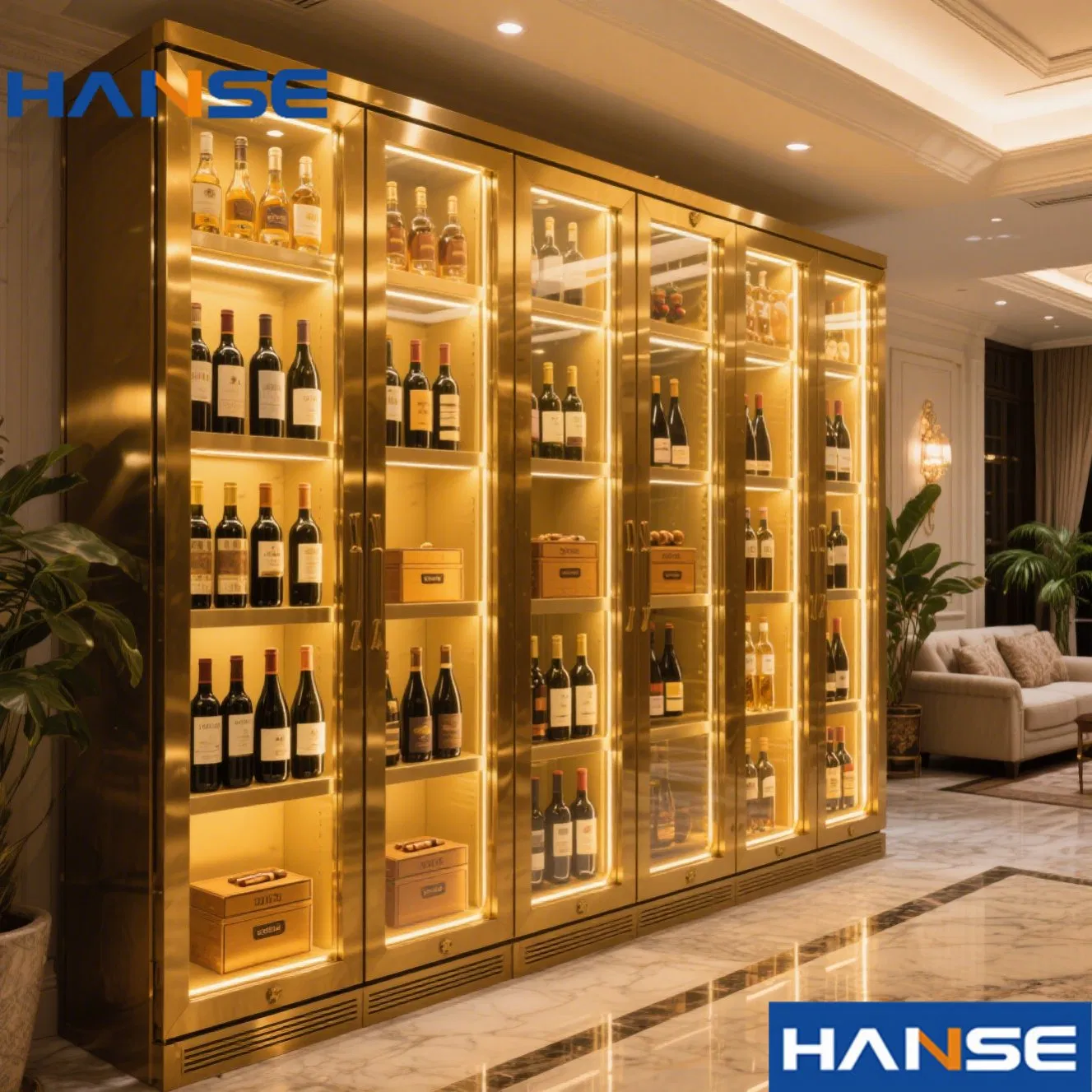Wholesale Modern Tall Metal Bar Cabinet Large Wine Rack for Home and Living Room Corner Liquor Cabinet with Wine Rack