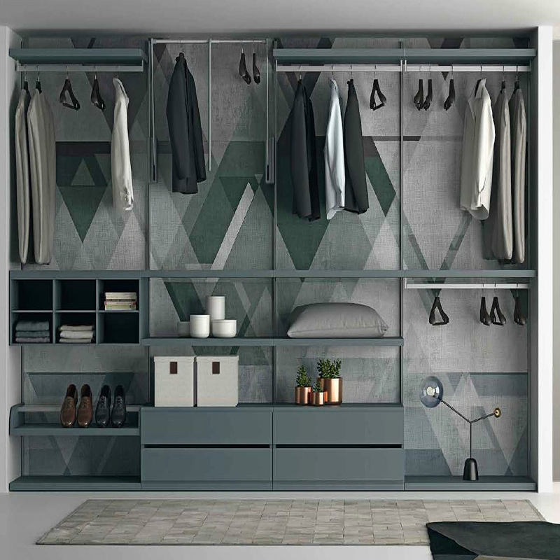 Custom Enclosed Cabinet with Laminated Walk in Closet Latest Modern Glass Cabinet Wardrobe System Portable Closet Bedroom Furniture Wardrobe