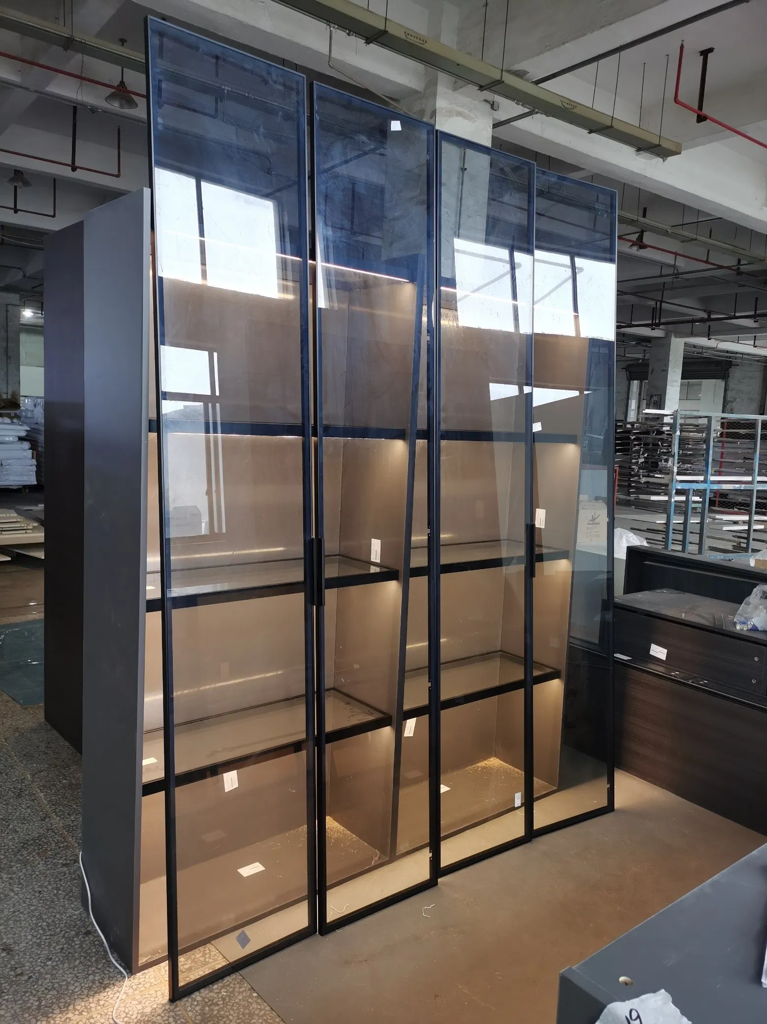 Glass Door Closet Storage Wardrobe Italian Bedroom Closet Systems &amp; Organizers Set Modern Glass Door Closet