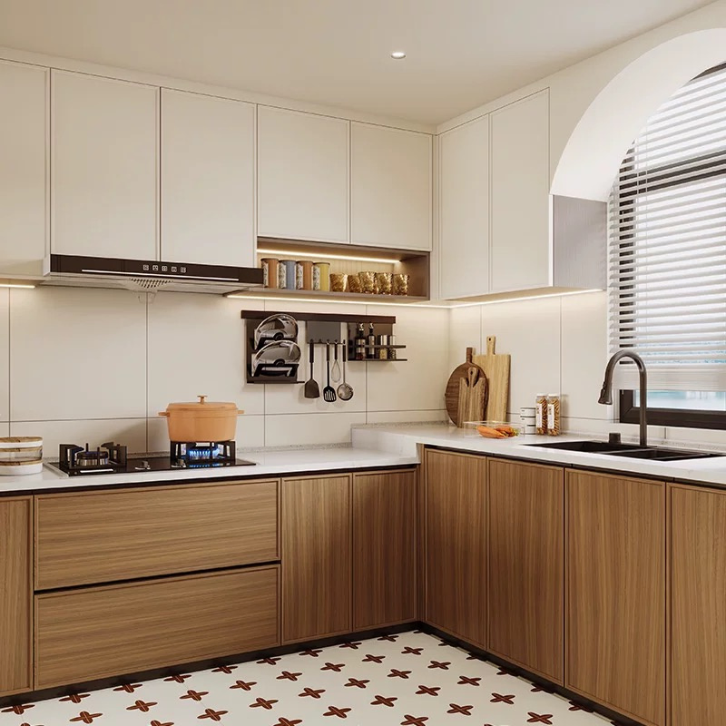 American Style Classic Solid Wood Kitchen Cabinet Modular Kitchen Pantry Cupboard