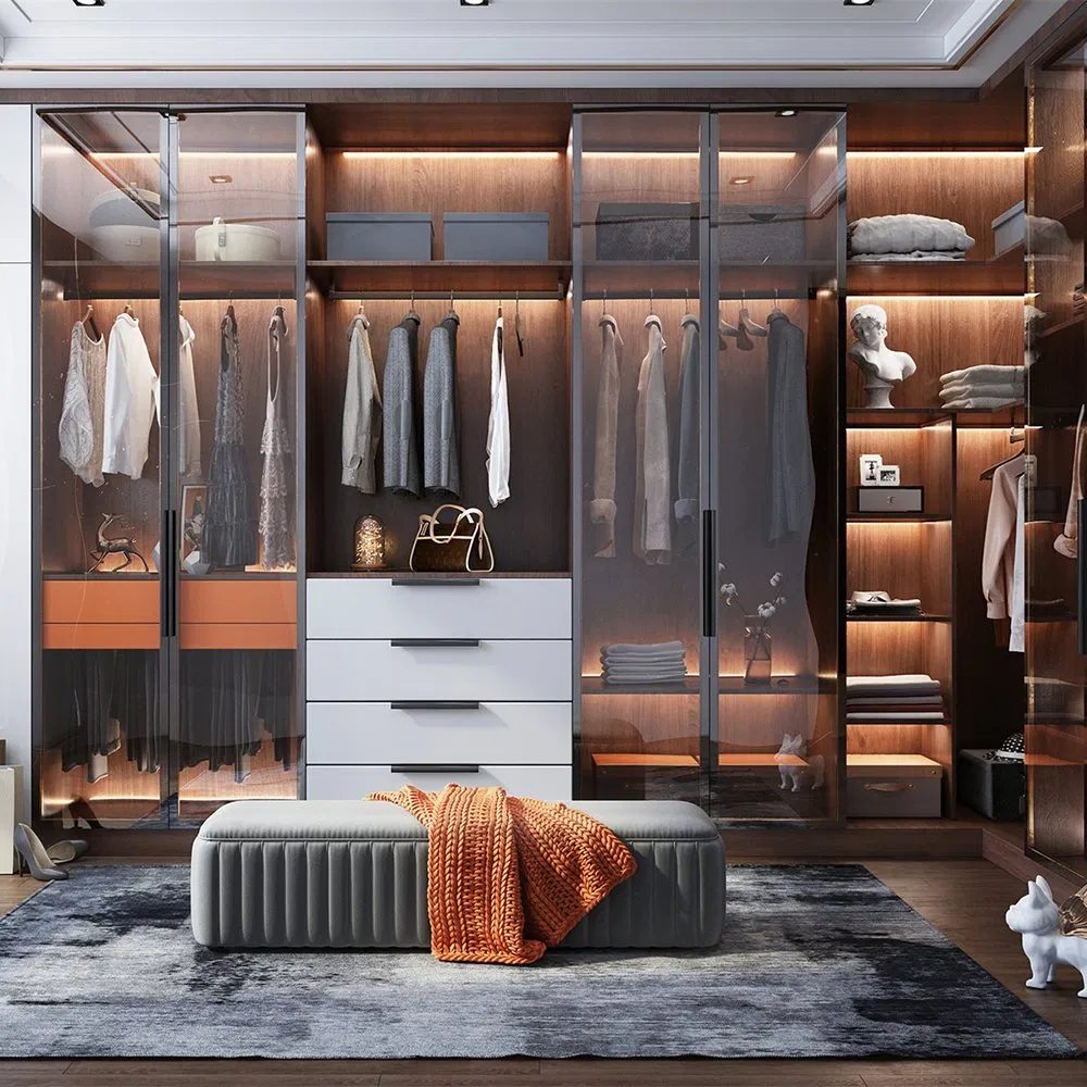 Modern Walk in Closet Wardrobe Systems Design Wood Bedroom Cupboards