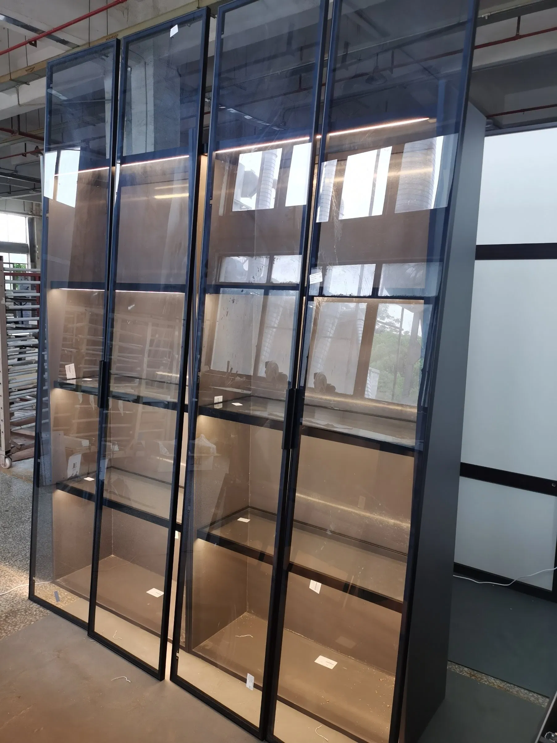 Glass Door Closet Storage Wardrobe Italian Bedroom Closet Systems &amp; Organizers Set Modern Glass Door Closet