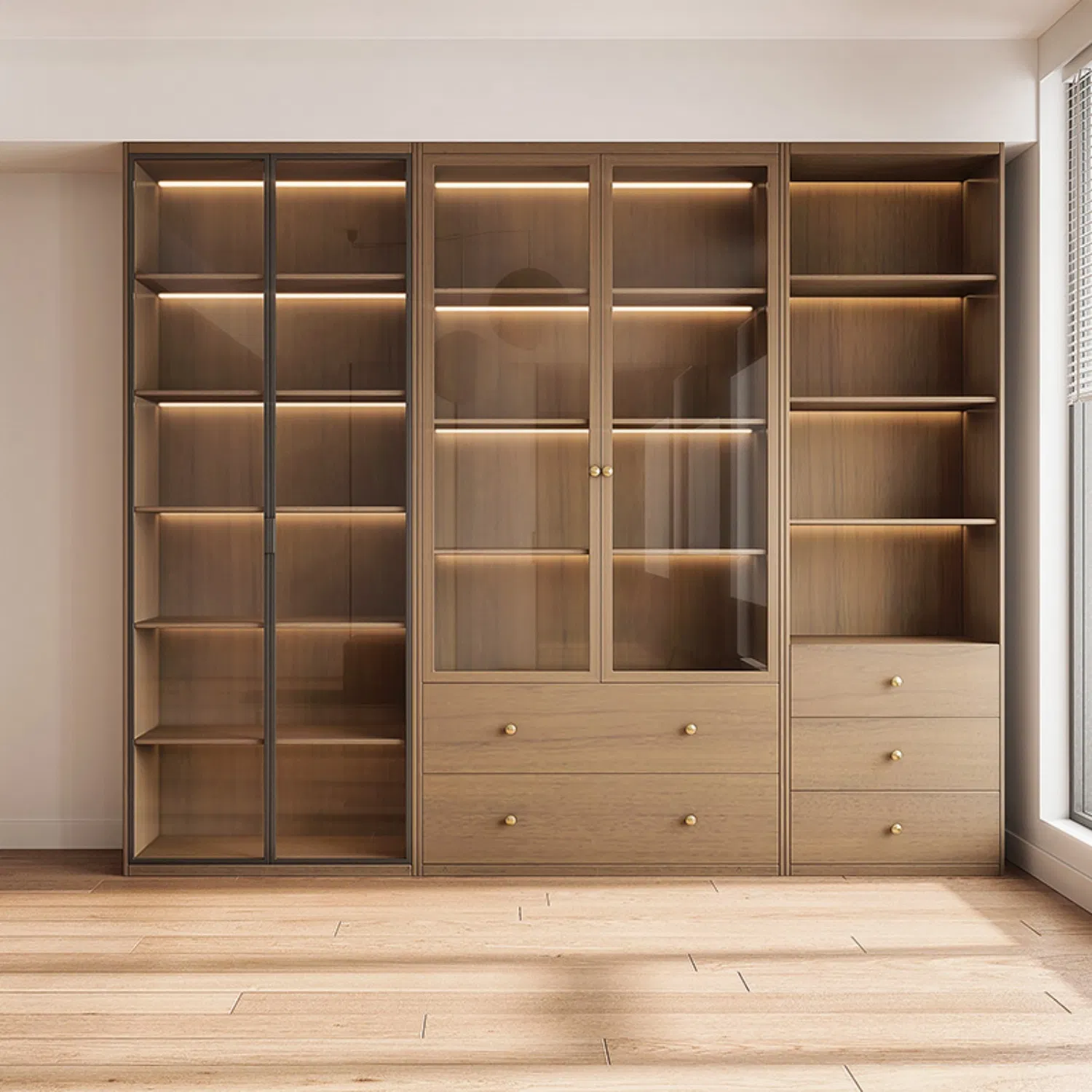 Engineered Wood Bookshelf Modern Minimalist Style - Melamine Finish, Custom Built-in Bookcase for Home, Office &amp; Library