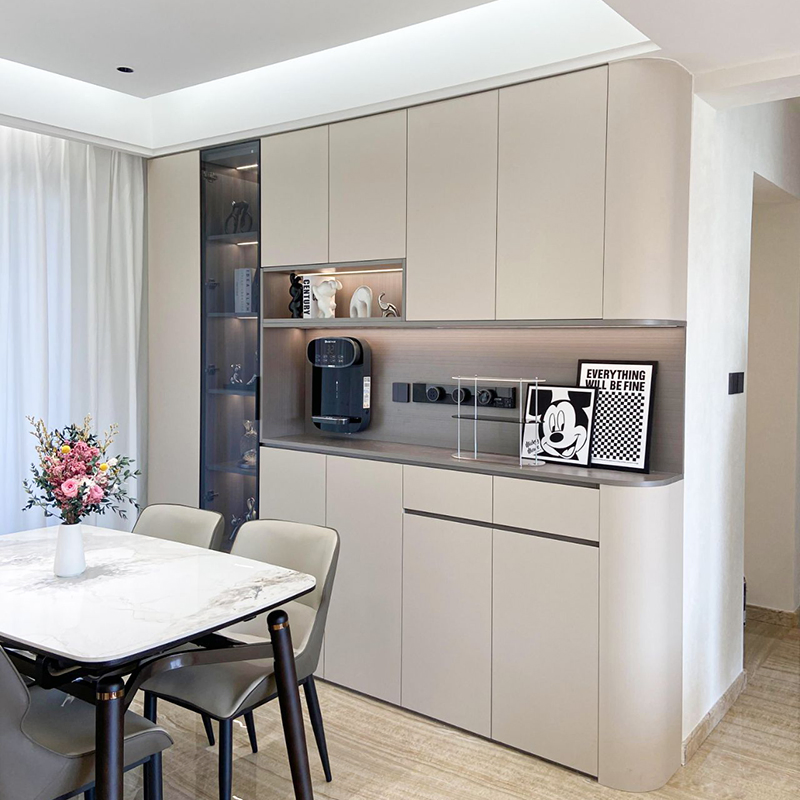 Luxurious Classic Indian Wavy 120inch Black Living Room Buffet Sideboard Furniture