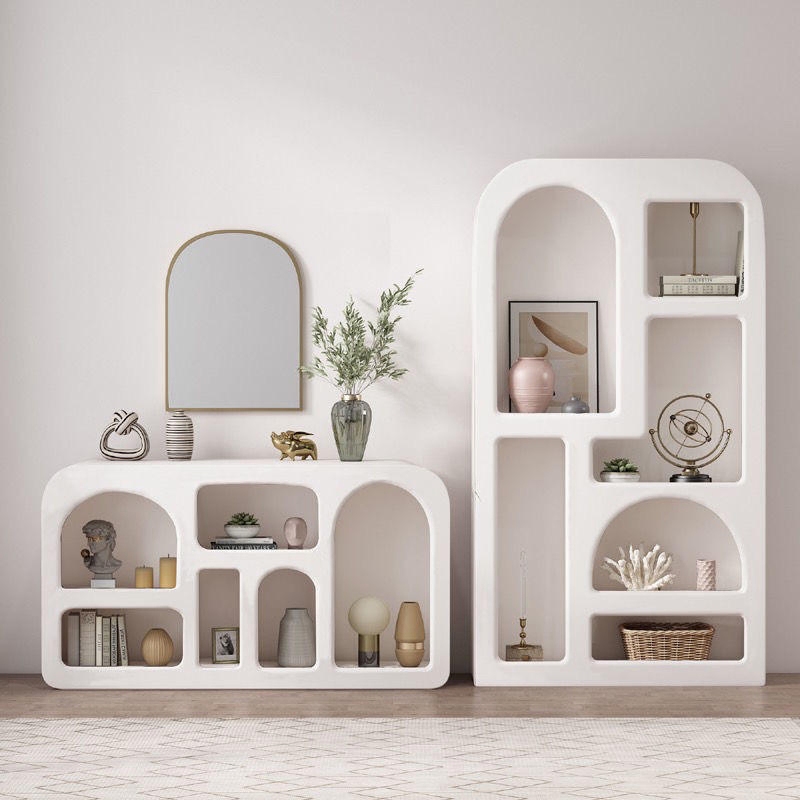 White Cave Display Cabinet Nordic Simple Living Room Arch Storage Bookcase