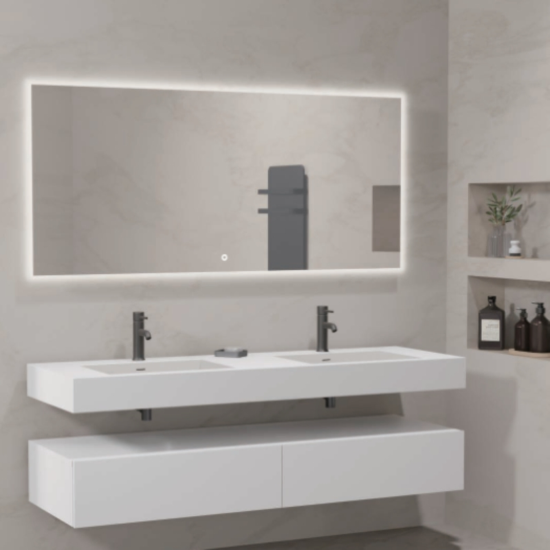 Wooden / PVC Mirror Vanity Cabinets for The Bathroom Home Furniture Cosmetic Mirror Basin Decorative Wall