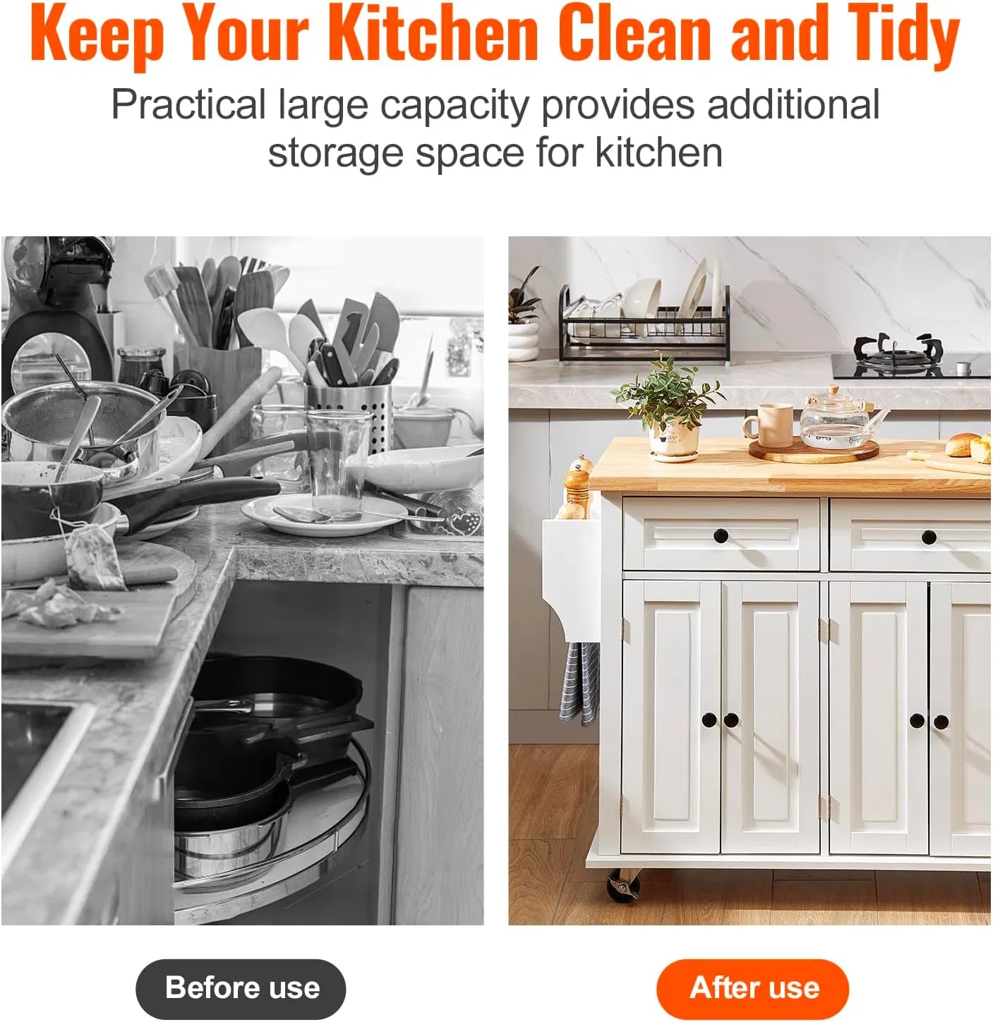 Stylish Mobile Carts Sideboard with Compact Rolling Kitchen Storage Solutions