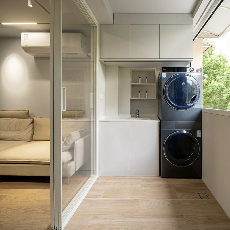 Modern Sink Shaker Cabinets Balcony Storage Cabinet Laundry Room Washing Machine Laundry Hamper Cabinet Utility Cabinet