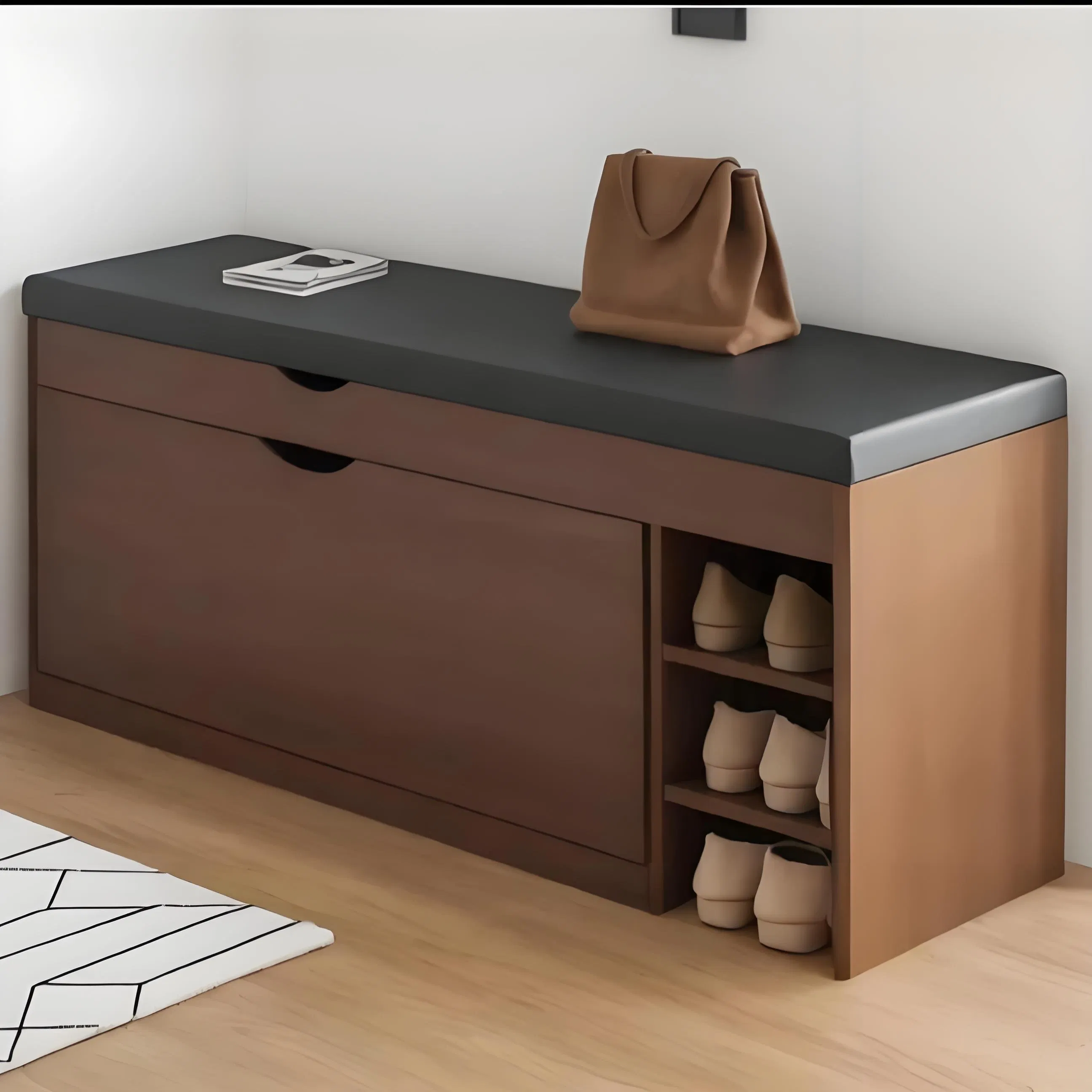 Flip-Top Shoe Changing Stool, Home Doorway Shoe Cabinet, Sit-Down Shoe Bench