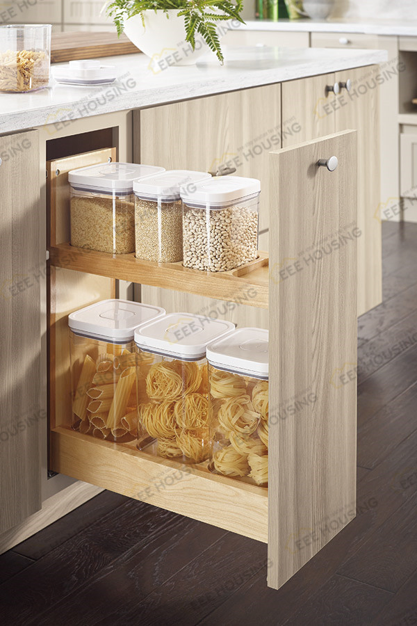 Country Style Transitional Traditional Small Kitchen Cabinets with Base Container Organizer Pantry Pull-out Cabinet