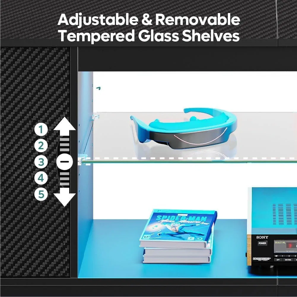 Multi-Size TV Compatible Media Console Made of MDF (Particleboard Option) with Ample Storage Compartments