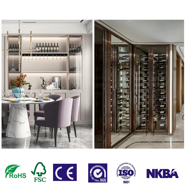 Top Grain Leather 2doors Livingroom Whisky Display Cabinet Hotel Wine Gradevin Sets