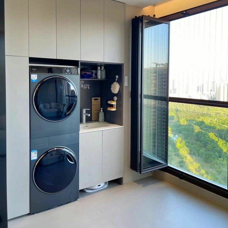 Foshan Furniture Factory Custom Laundry Room Cabinet with Hand Basin Modern Furniture Plywood Aluminum Cabinet