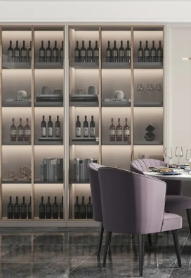 Customized American Antique Luxury Wooden Wine Cabinet for Dining Room