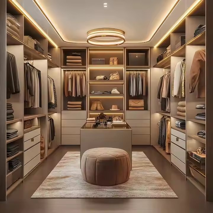 Factory Direct Pricing Luxury Modern Walk-in Closet Systems Custom Spacious Wardrobe Organizers with Glass Doors