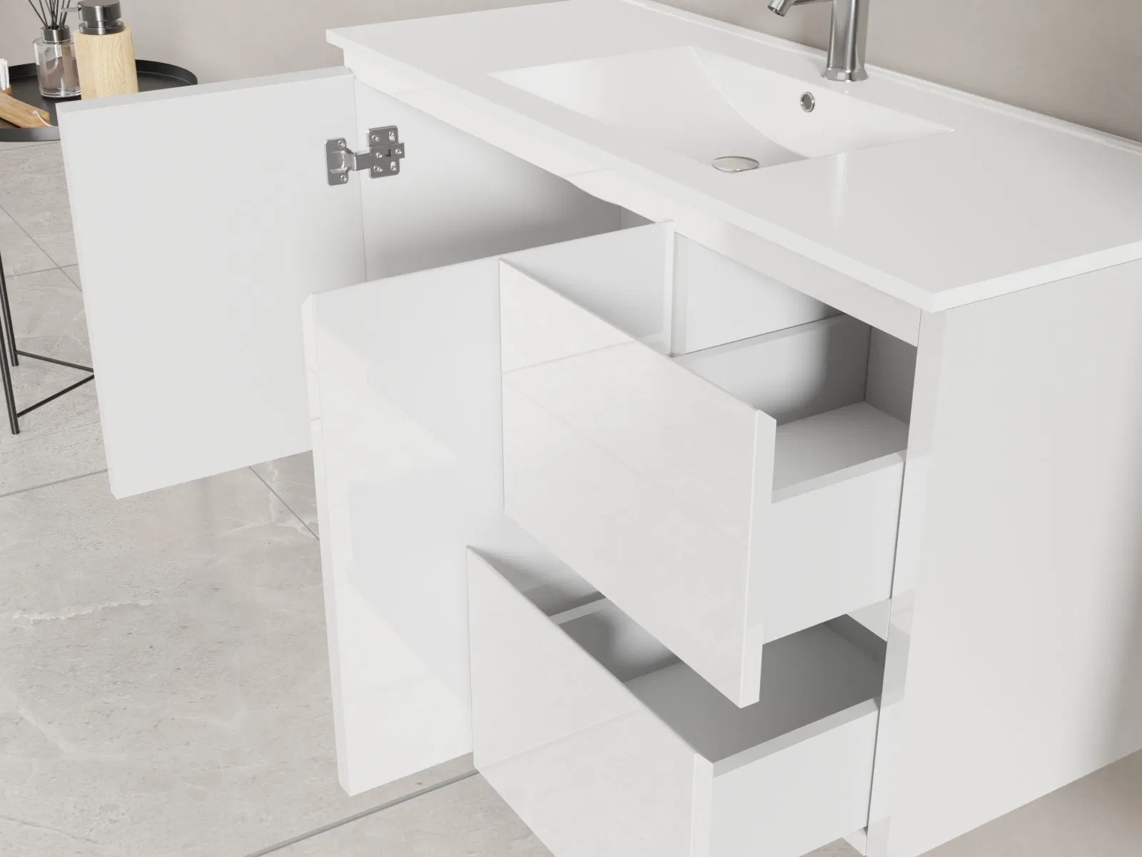 Waterproof PVC Bathroom Vanity Unit for Wall Installation Customized Basin Cabinet with Mirror