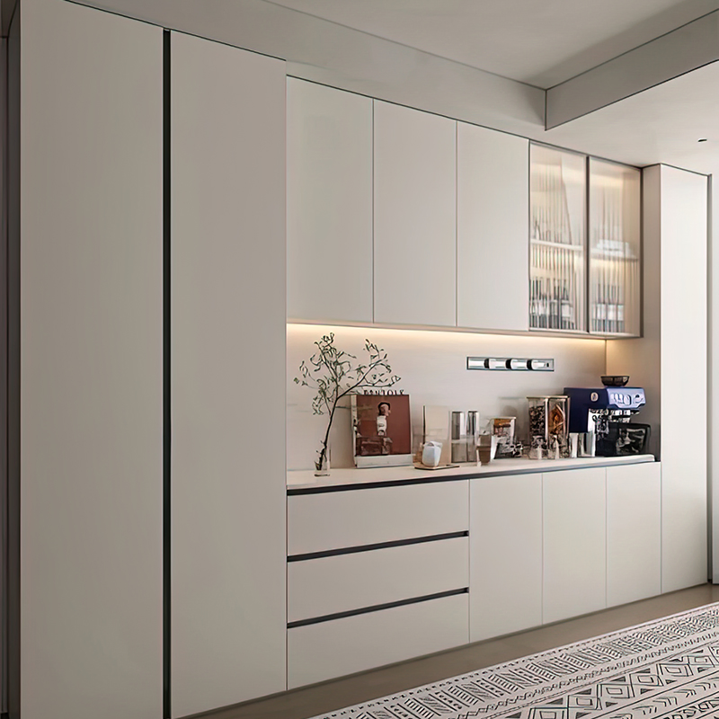 Wholesale Wine Rack Illuminated Bottle Display Stand Solid Wood Kitchen Cabinet Modern Furniture Wine and Whiskey Family Wine Cabinet