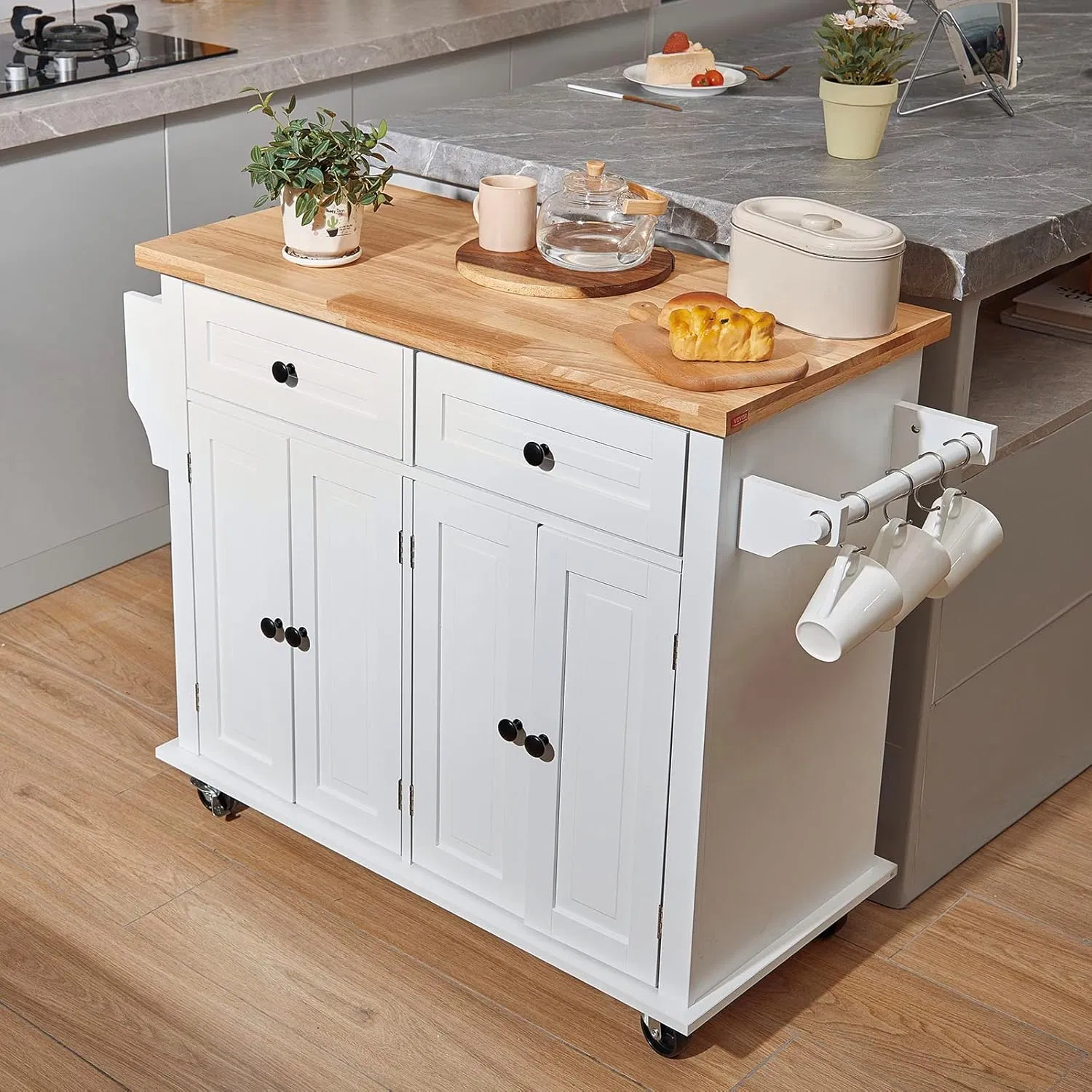 Stylish Mobile Carts Sideboard with Compact Rolling Kitchen Storage Solutions