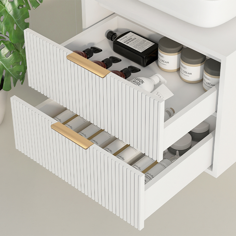 600mm Small Size Bathroom Vanity Cabinet with Side Cabinet and Light Mirror 2828-60