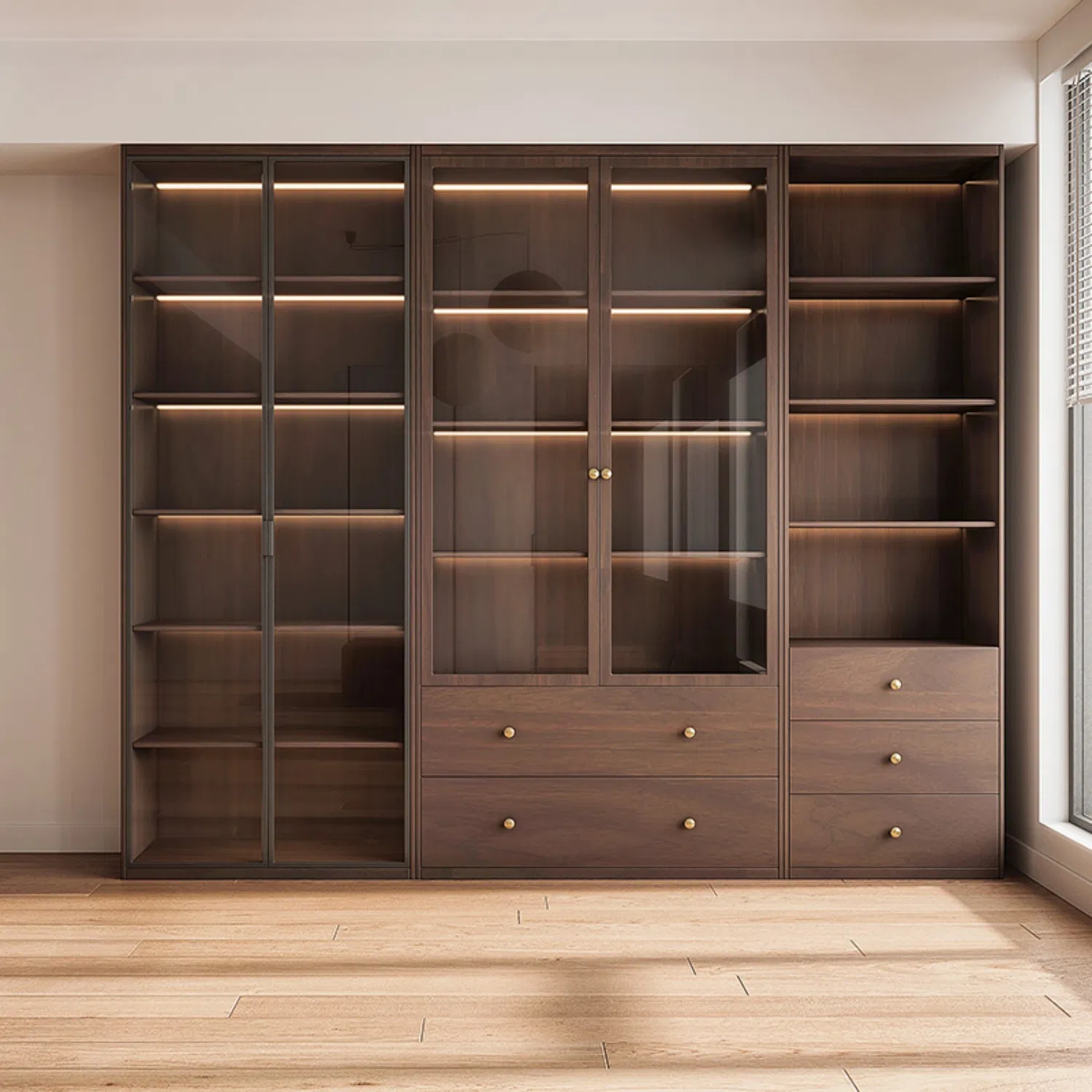 Engineered Wood Bookshelf Modern Minimalist Style - Melamine Finish, Custom Built-in Bookcase for Home, Office &amp; Library