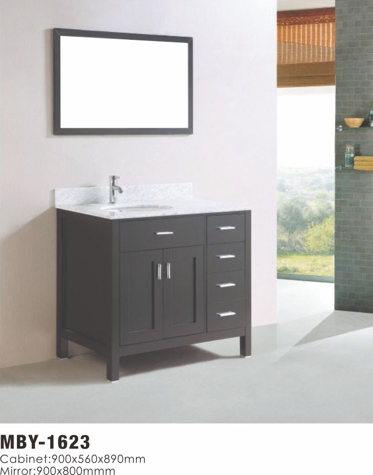 Double Sink Solid Wood New Design Bathroom Vanity Cabinet with Mirror