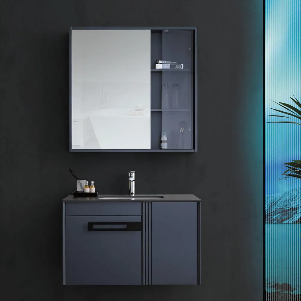 Trend Customize Wall Mounted Marble Sintered Stone Bathroom Vanity Single Sink Basin Bathroom Cabinet with Smart Mirror