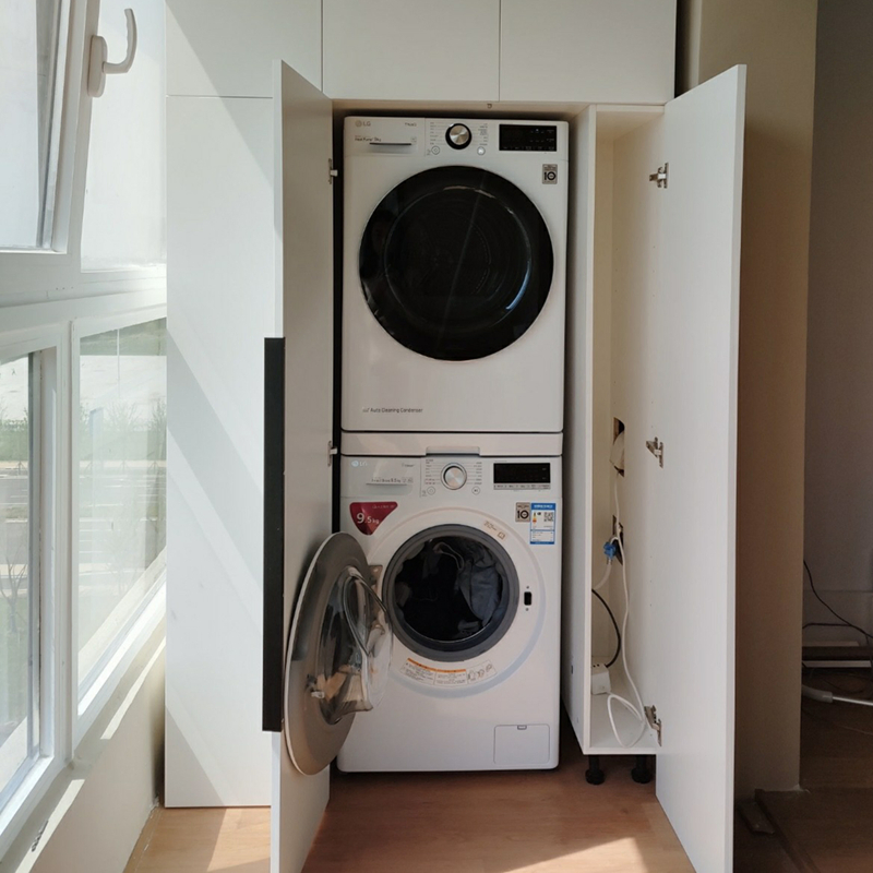 Modern Sink Shaker Cabinets Balcony Storage Cabinet Laundry Room Washing Machine Laundry Hamper Cabinet Utility Cabinet