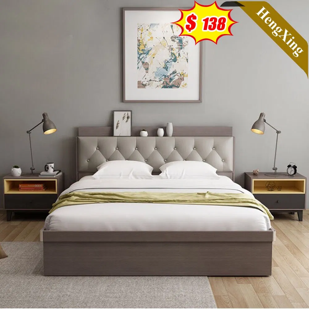 White Home Bedroom Furniture Wooden Tatami Double Single Bed Storage Wall Adult Kids Bed with Large Headboard (UL-20BC039)