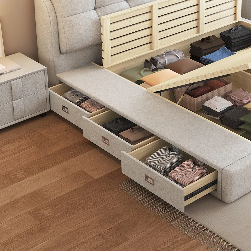 Modern Home Furniture Bedroom Set Storage Queen Bed Frame Multi-Functional Tatami King Size Wooden Living Room Furniture Bed Set