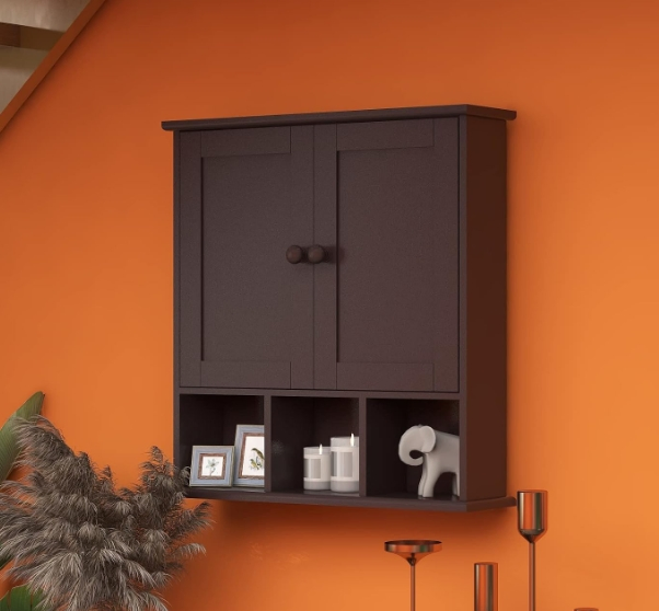Brown Bathroom Cabinet Wall Mounted, Bathroom Cabinet for Laundry Room Kitchen