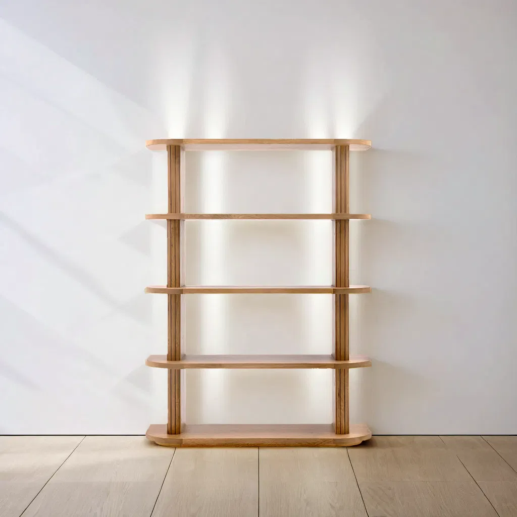 Scandinavian Style Slim Bookcase White Lacquered Surface Space Saving Design Fits Narrow Walls or Corners Lightweight Yet Sturdy for Apartments Bookcase