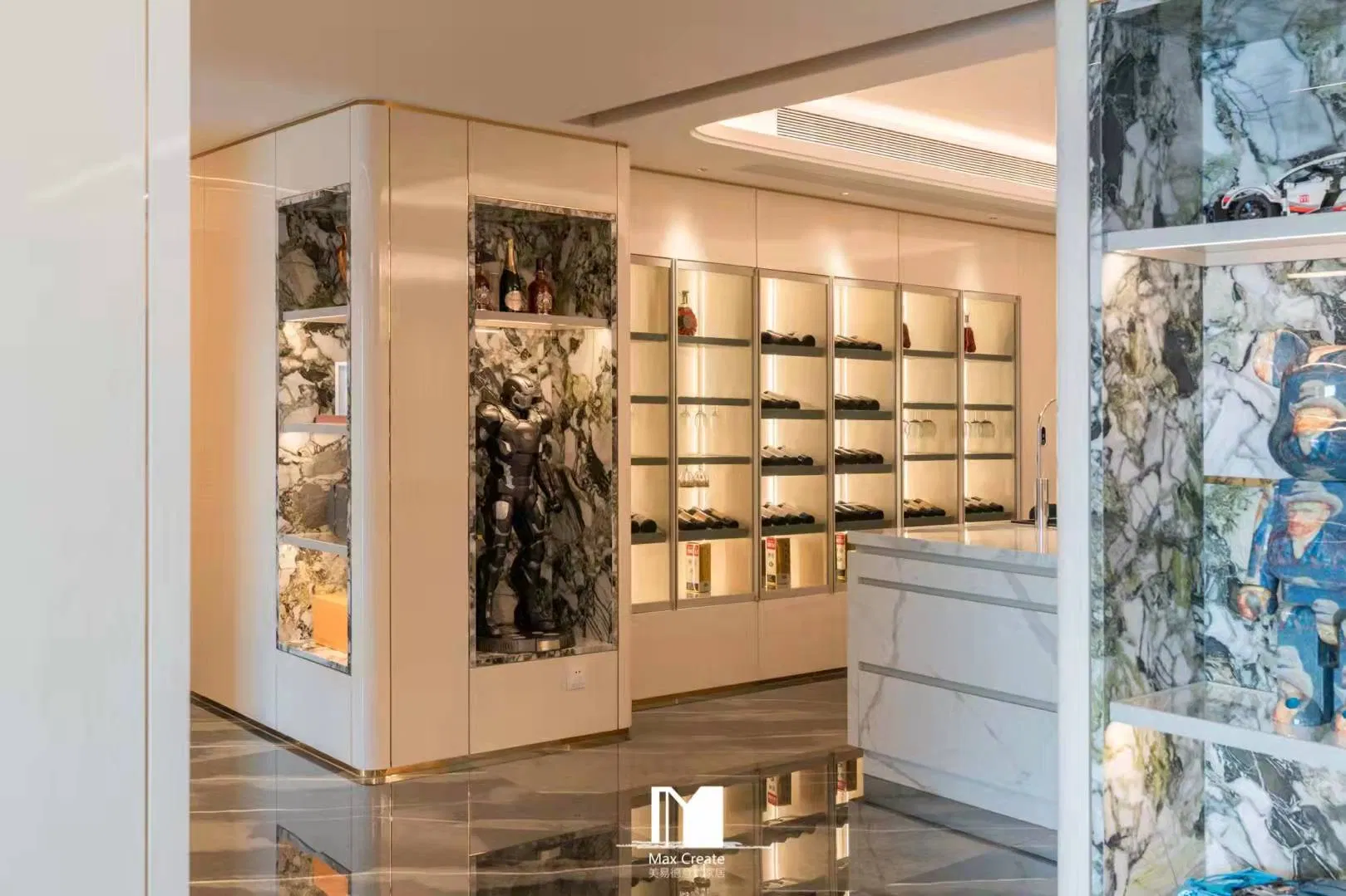 Countertop Wine and Bar Cabinet Modular Kitchen Cabinets with Pull Basket Rack Self