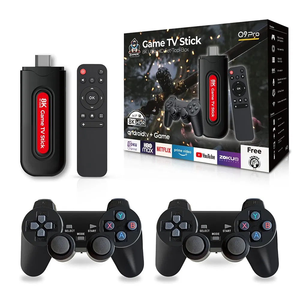 Q9 PRO Video Game Console 4K HD Gamestick 3D TV Game Box 64G 49000+ Classics Games Home Retro Video TV Gaming Player
