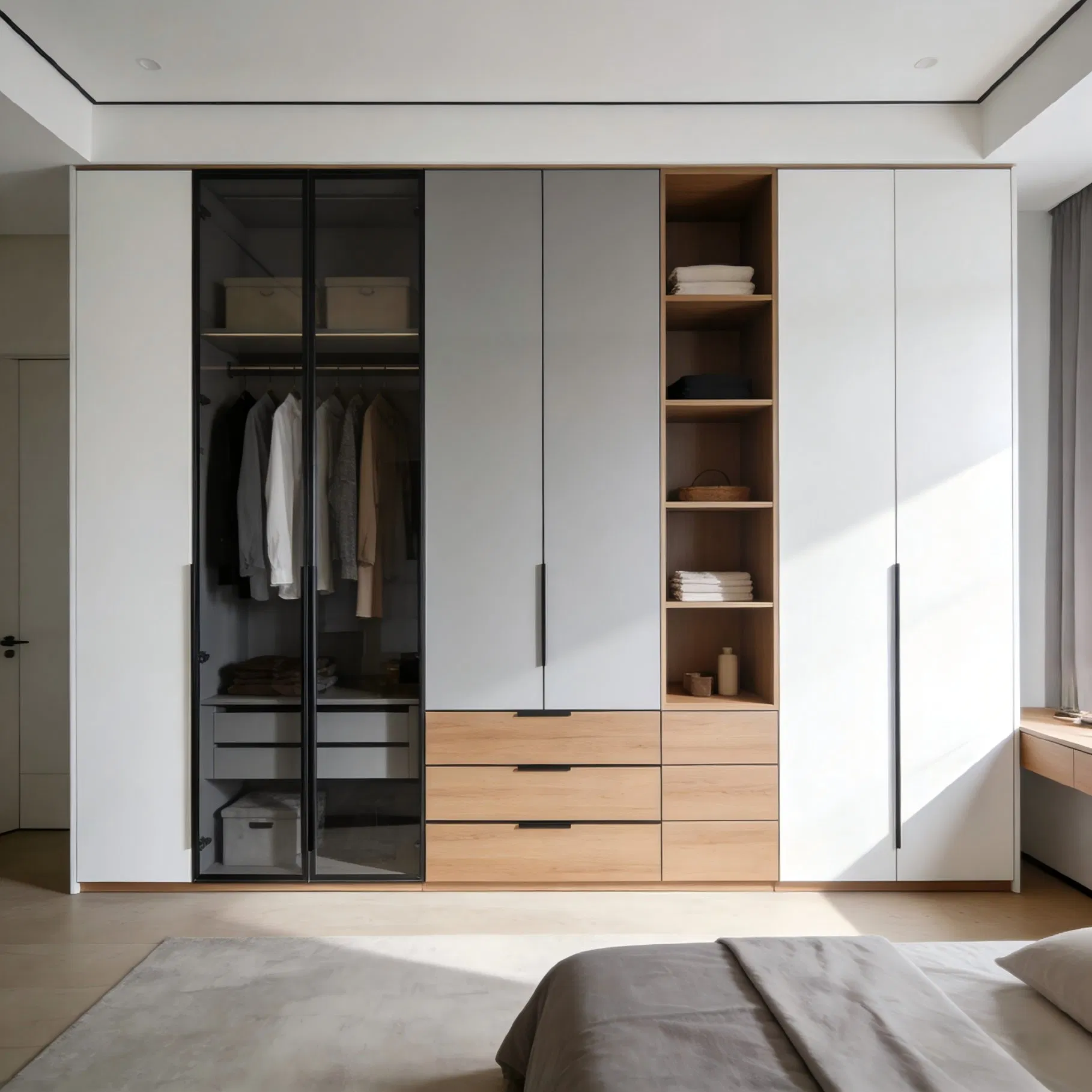 Built-in Wardrobe Closet with Modular Storage System for Home Furniture