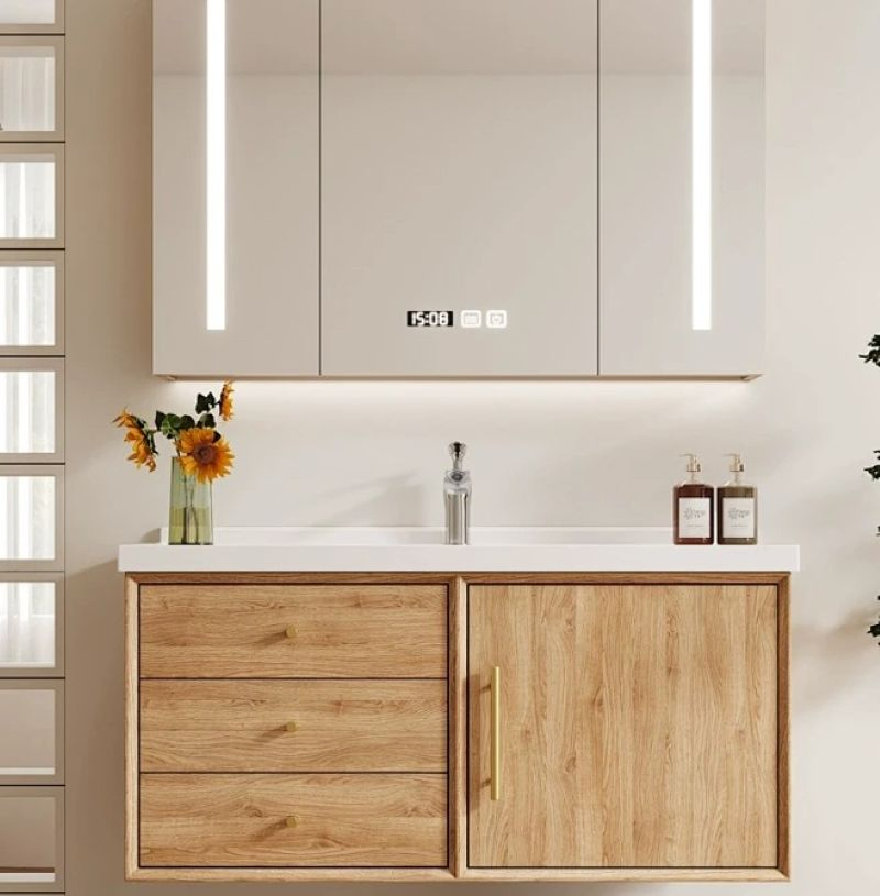 Wooden / PVC Mirror Vanity Cabinets for The Bathroom Home Furniture Cosmetic Mirror Basin Decorative Wall