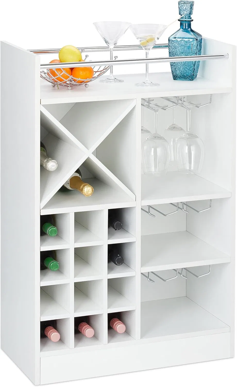 Multi-Function Bar Storage Cabinet with Wine Rack &amp; Glass Holder for Commercial Bars
